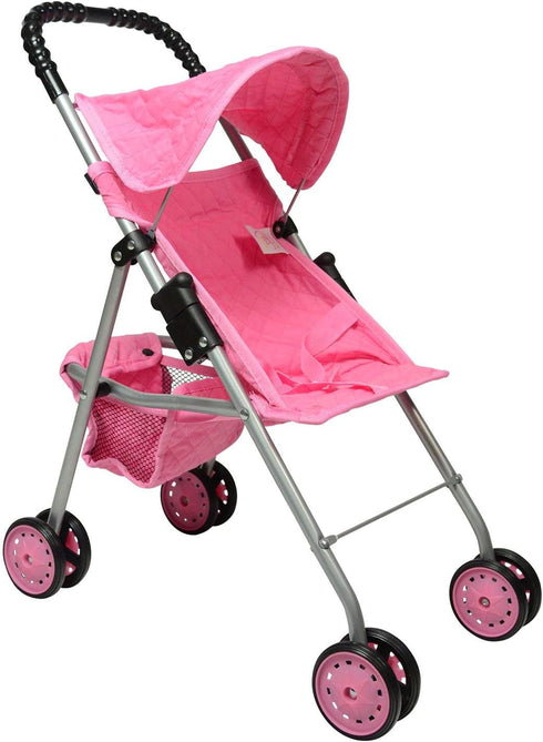 The New York Doll Collection My First Doll Stroller with Basket, Foldable
