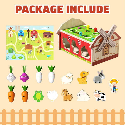 1 2 3 1-3, 1 1st JAUNTY Montessori Toy for Toddlers Years Old, Wooden Farm Shape Sorting Toy for Baby Boys Girls