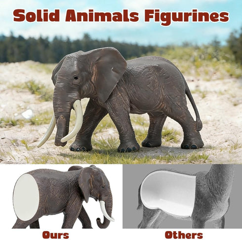 BOLZRA 14 Playset Safari Zoo Animals Figures Toys, Piece Realistic Jungle Animal Figurines, African Wild Plastic