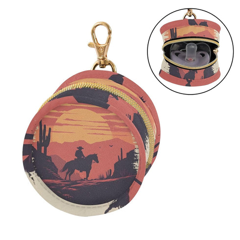 YETTASBIN Vintage Western Cowboy Portable Pacifier Holder Case with Metal Hook Buckle & Zipper for Diaper Bag
