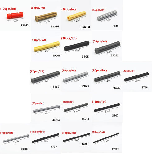 Technical Pieces and Parts Axles Set, 470 Pcs Compatible with All Major Brands Building Block Bricks MOC Parts DIY