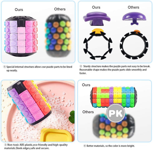 R.Y.TOYS Rotate and Slide Puzzle, Fidget Toy with 12 Colors, 3 Layers, Brain Teaser for Birthday Gifts
