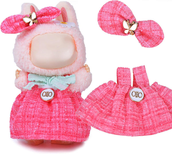 Buwesru 2Set Clothes for 6.7IN/17cm LABUBU, Premium Outfit with Miniature Accessories for ropa