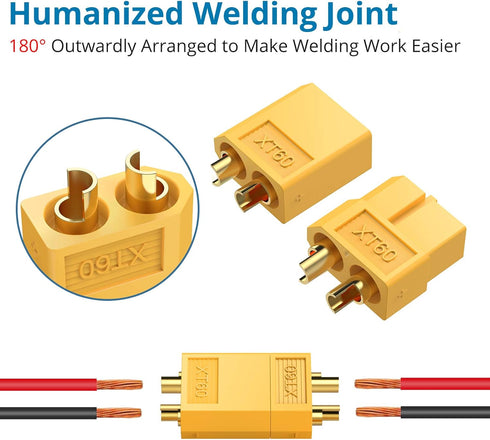 AUTOUTLET 10-Pair XT60 Power Connectors (M/F) with 20 Heat Shrink Tubes for RC LiPo Batteries