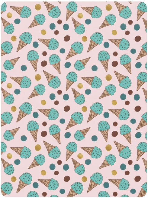 Jynexis 52x28 Ice Cream Pink Teal Pattern Baby Crib Sheets, Cotton Fitted Crib Sheet, Soft Breathable, Fits Standard