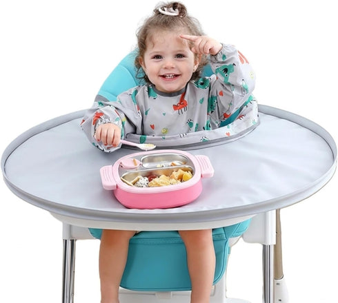 Generic Baby bib Food Catcher Bib and Tray Set | High Chair Self