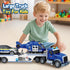 3 4 5 6 7 8 20.5" Kids Toys for Years Old Boys, Police Truck Toy with Racing Car and Helicopter, Toddler Friction