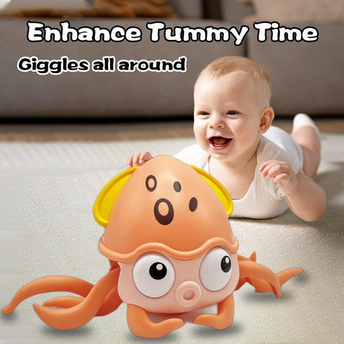 Crawling Octopus Baby Toys, 2024 New Infant Tummy Time with Music LED Light, USB Rechargeable Toddler Gift