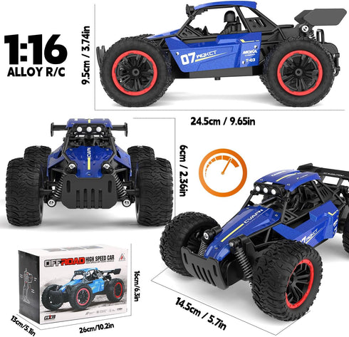 1/16 20 2WD 6-12 Scale Remote Control Monster Truck, + km/h Outdoor Off Road Hobby RC Truck With LED light