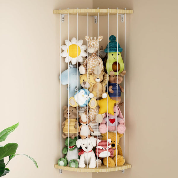 Dayacoco 80 in Stuffed Animal Storage Wooden Corner Shelf,60-80 in Length Adjustable,Stuffed Animal