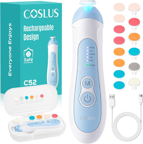 COSLUS C52 Rechargeable Baby Nail File: Cordless Baby Nail Trimmer Electric, Baby