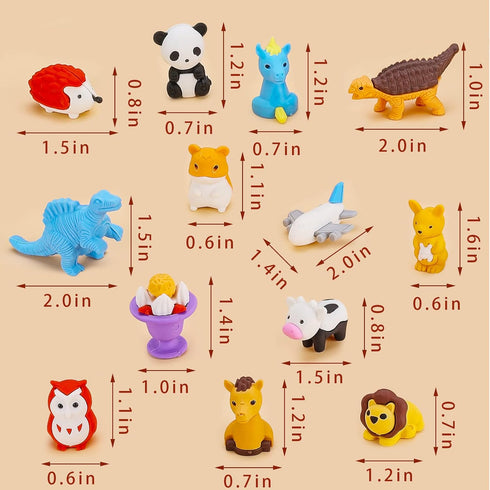 120Pcs Animal Erasers for Kids Desk, Bulk Pencil Erasers Dinosaur 3D Mini Erasers for Classroom Reward Party Favors