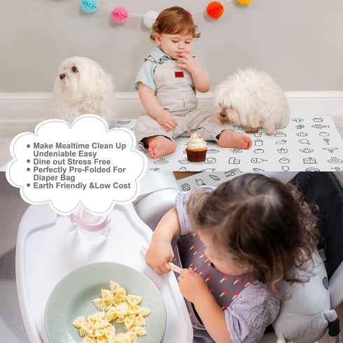 Resholder 40 28" 47" Pcs x Disposable Splat Mat for Under High Chair Baby Floor Mats Waterproof Splash Biodegradable