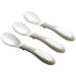 ECR4Kids My First Meal Pal Stainless Steel Spoons, Toddler Silverware, 3-Pack, White, Light Grey