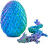 3D Printed Dragon Egg Toy - 12" Crystal Articulated Dragon with Eyes, Collectible Decor