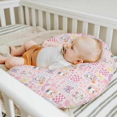 Pastel Pink Geese Bows Floral Baby Nursing Pillow Covers for Boy Girl Cute Ducks Bows Love Nursery Pillowcase