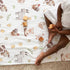 Watercolor Farm Baby Blanket for Boy Girl, Farm Animals Pig Goat Horse Cow Chick Rooster Duck Leaves, 30x40