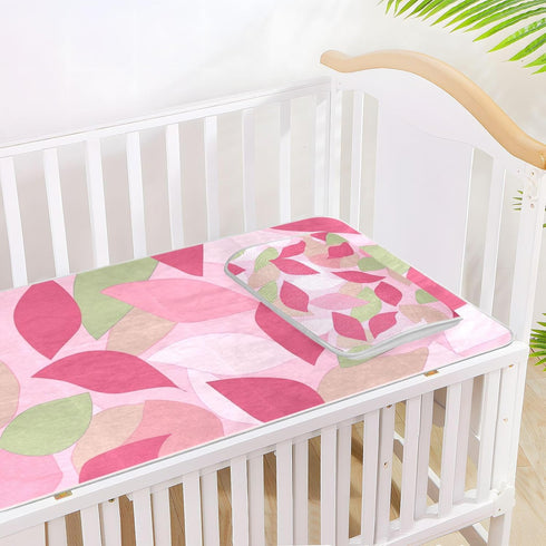 SyXIOP 28" 52" Henri Style Leaf Petal Colorful Cooling Baby Crib Mattress Cover x Absorbent Mattress Protector Pads