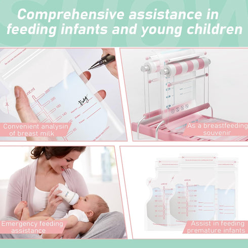 AHSNYLC 30PCS Pink Breastmilk Storage Bag - Milk Bags for Breastmilk for Feeding,Breast Milk Storage Containers