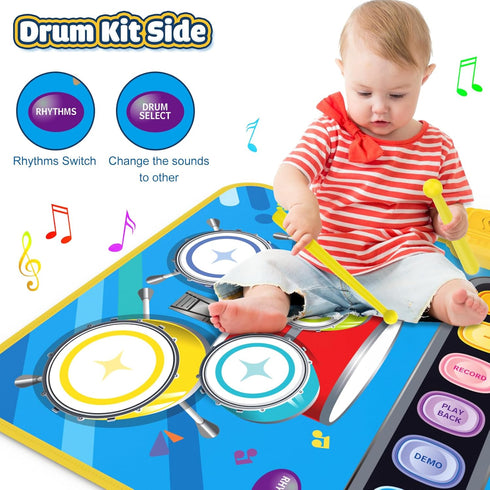 1 2 1 1-3, 12-18 1 2 3 Baby Toys for Year Old Boy Girl, in Musical Piano & Drum Mat for Toddlers Early Education Baby