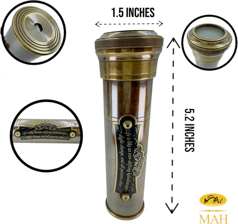 MAH Handcrafted Brass Kaleidoscope Vintage Nautical Collectible Gift for Adults & Collectors Sentimental Keepsake