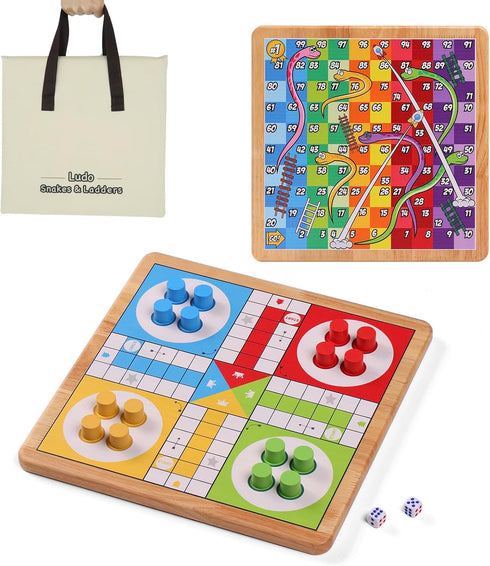 Crobyi 12 Inches Ludo Board Game + Snakes&Ladders, 2 in 1, Classic