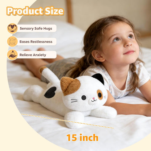 15" Onsoyours Original Microwavable Calico Cat Stuffed Animals, Heatable Lavender Scented Kitten Plushie for Warmth