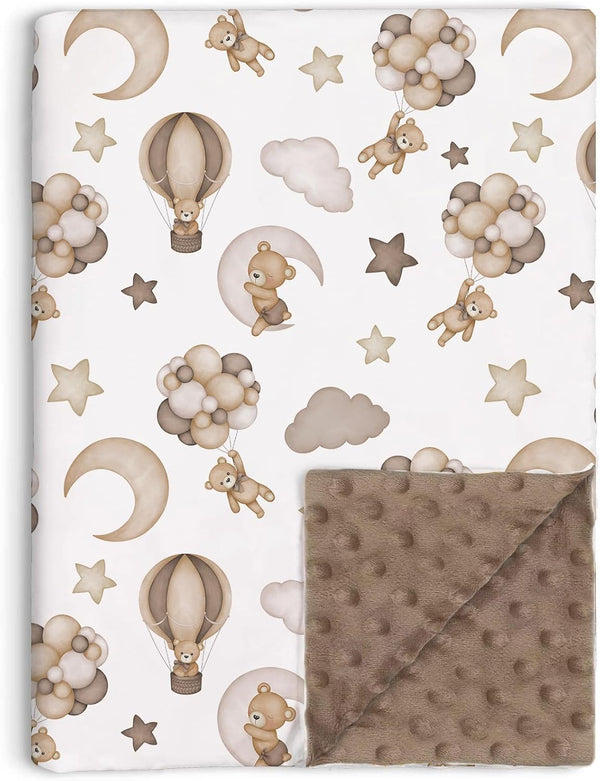 Buerhanerry Bear Baby Blanket for Unisex Boys Girls, Brown Bear Toddler Soft Minky