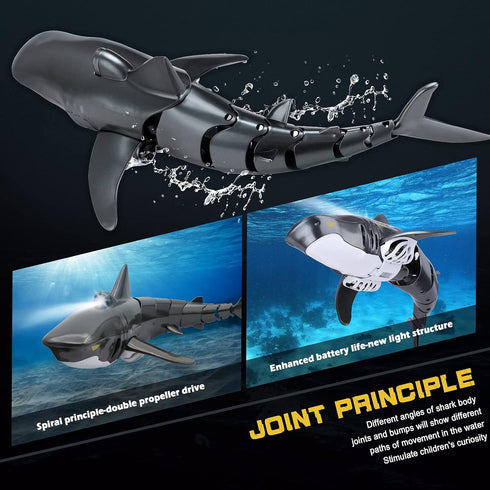 2.4G 1:18 Swimming 6+ 2 Remote Control Shark Toy Scale High Simulation Shark for Pool Bathroom Great Gift RC Boat Toys