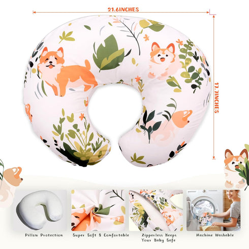 Cloele Nursing Pillow Cover for Breastfeeding Pillows - Dog Breastfeeding Pillow Slipcovers for Baby Boys & Girls Ultra