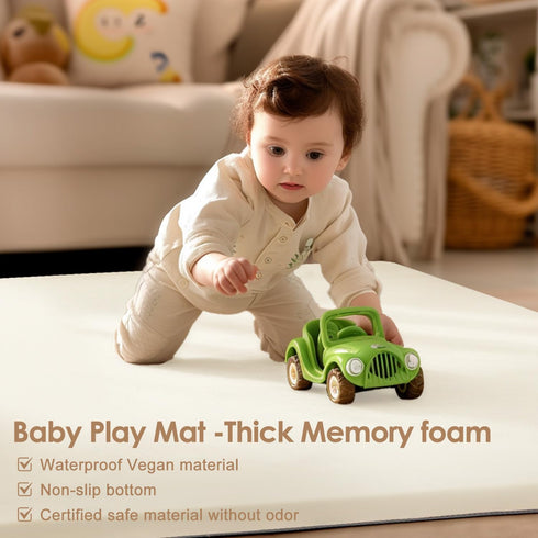 50" 50",Premium Baby Play Mat X Foam Crawling Mat, Thick & Super Soft Vegan Leather Floor Mat,Non-Slip Cushioned Baby