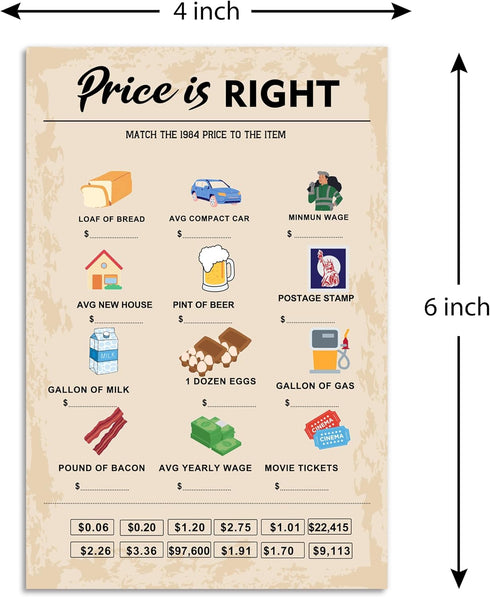 40th Birthday Party Games - Price is Right Games - Birthday Party Supplies for Adults, Fun 1984s Party Game, Pack of 30