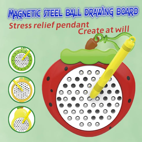 Unremittingly 3In1 Strawberry Dolphin Turtle Magnetic Drawing Board for Kids & Toddlers with Beads and Magnet Stylus