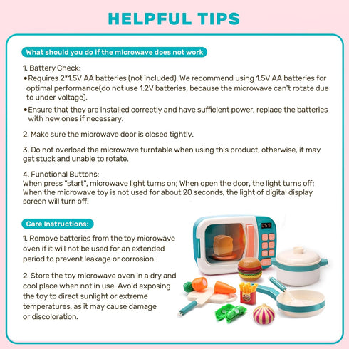 CUTE STONE Microwave Toys Kitchen Play Set, Kids Electronic Oven with Cookware and Play Food