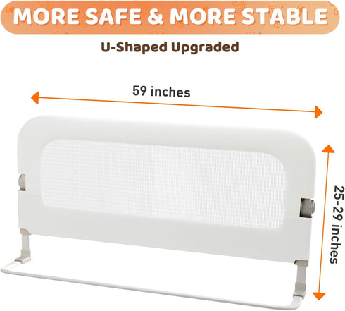 59inch omzer Bed Guard Rail for Toddlers - Foldable & Adjustable Height Baby Bed Safety Side Rails - Large Toddler Crib