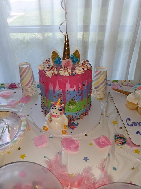 Unicorn Themed Birthday Party Decorations, Plastic Tablecloth 53 x 90 inches, Disposable Table Cover for Girls