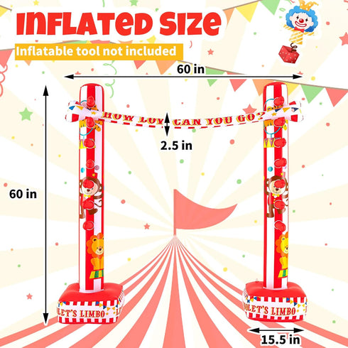 Threan Circus Inflatable Limbo Game - Fun Indoor Outdoor Birthday Party Games for Kids, Adults, Family Bonding