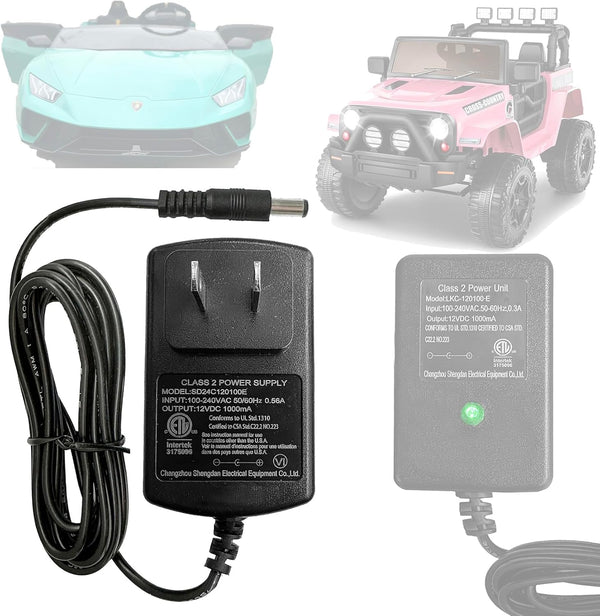 12V Battery Charger for Kids Power Wheel, Upgrade Adaptor for Best Choice Products, Jeep Paw Patrol Truck & Bumper Car