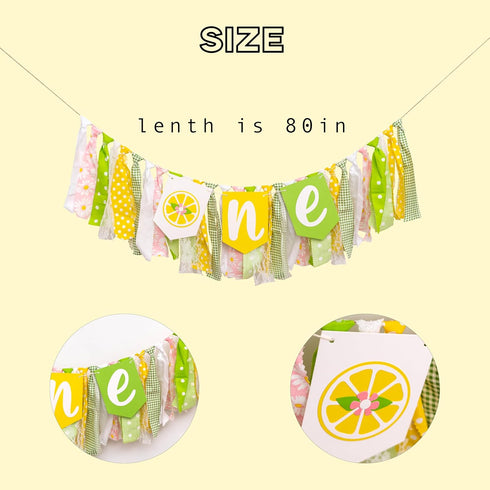 1st ZAIBIANHAO Lemon First Birthday High Chair Banner - Lemonade Birthday One Garland, Fruit Theme Party
