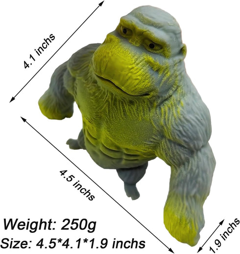 Funny Gray Rubber Monkey Toy, Decompress and Stretch Stress Gorilla, Squeeze Monkey Toy for Kids and Adults