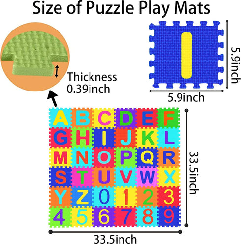 Febyyer 36 5.9inch 5.9inch Pieces Children's Foam Puzzle Mat with Letters of the Alphabet and Numbers, x EVA Foam Play