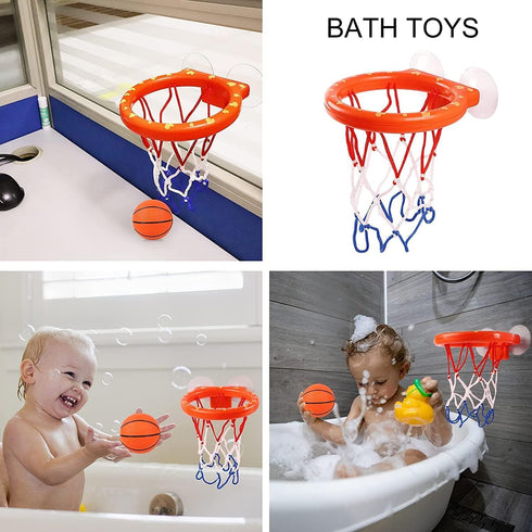 Cyfie Bath Toys for Toddlers - Bathtub Basketball Hoop Set with 4 Balls - Suction Cup Shower Toy for Ages 3-8
