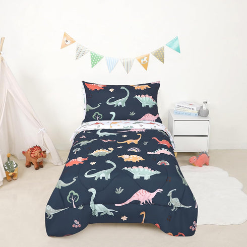 Set 4 Set Toddler Bedding for Boys, Piece Toddler Boy Bedding, Super Soft Crib Comforter Includes Comforter, Flat
