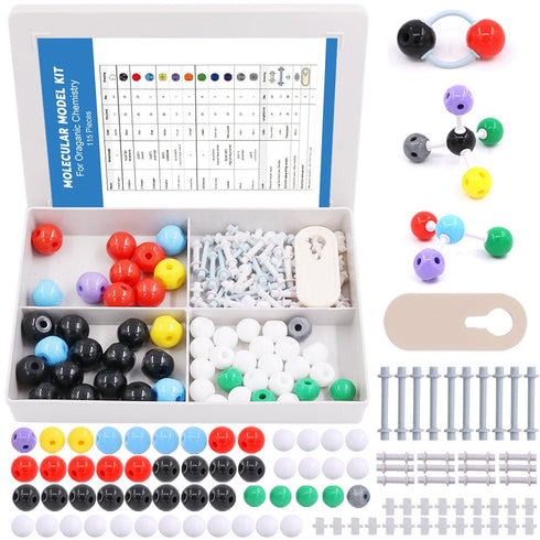 Swpeet 115 Pcs Organic Chemistry Molecular Model Set for Inorganic & Organic Chemistry with 50 Atoms & 64 Links