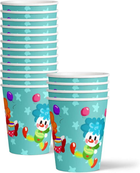 Clown Birthday Party Supplies Set, Circus 1st Birthday Tableware Kit for Kids Includes Plates Napkins Cups