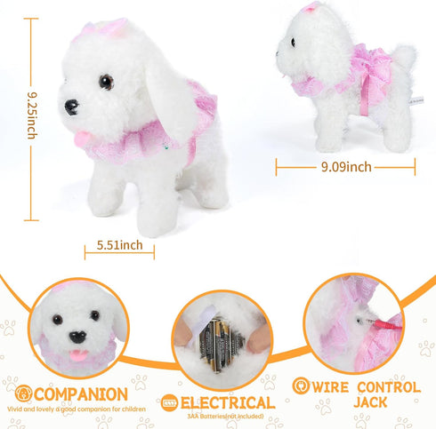 Interactive Walking Plush Puppy Toy, Realistic Robot Dog with Wagging Tail and Grooming Set for Kids Age 3+