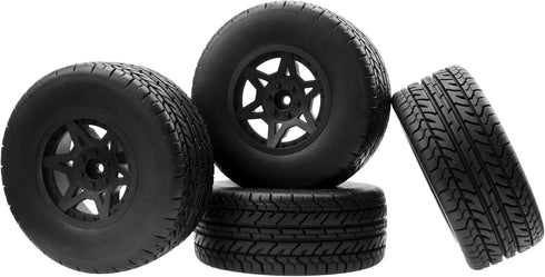 4-Pack RC Short Course Truck Wheels & Tires with Foam Inserts, Compatible with Losi Tenacity Traxxas Slash Arrma HPI