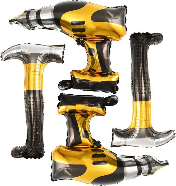 Hammer Balloons Drill Balloons, Inflatable Tools for Construction Foil Balloons, Birthday Theme Party Decoration