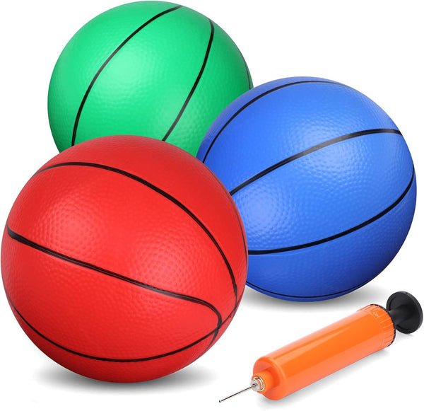 Amarlozn 6" Toddler Mini Basketball for Basketball Hoop, Small Inflatable Replacement Balls, 3 PCS Rainbow