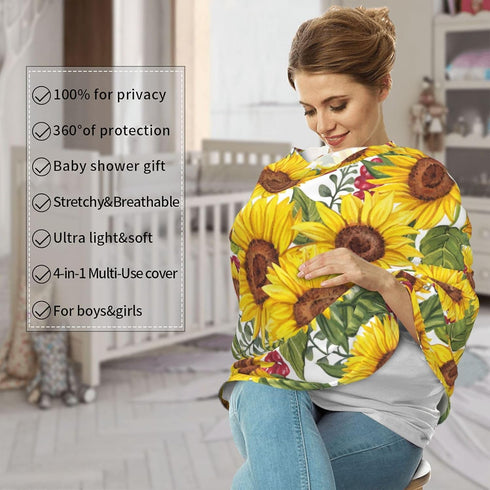 Schgap Sunflower Baby Car Seat Covers Canopy Nursing Cover Breastfeeding Baby Carrier Covers Carseat Canopy for Newborn
